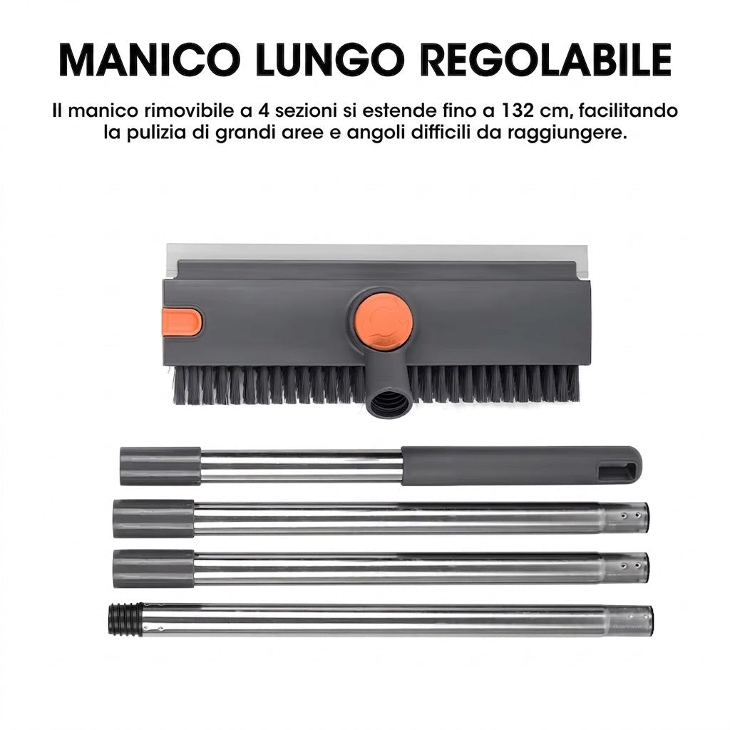 LustraClean Spazzola e Tergivetro 3 in 1 per Pavimenti, Bagno e Vetri - lustraclean