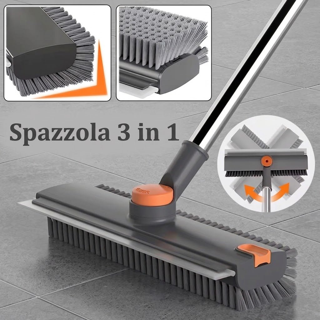 LustraClean Spazzola e Tergivetro 3 in 1 per Pavimenti, Bagno e Vetri - lustraclean